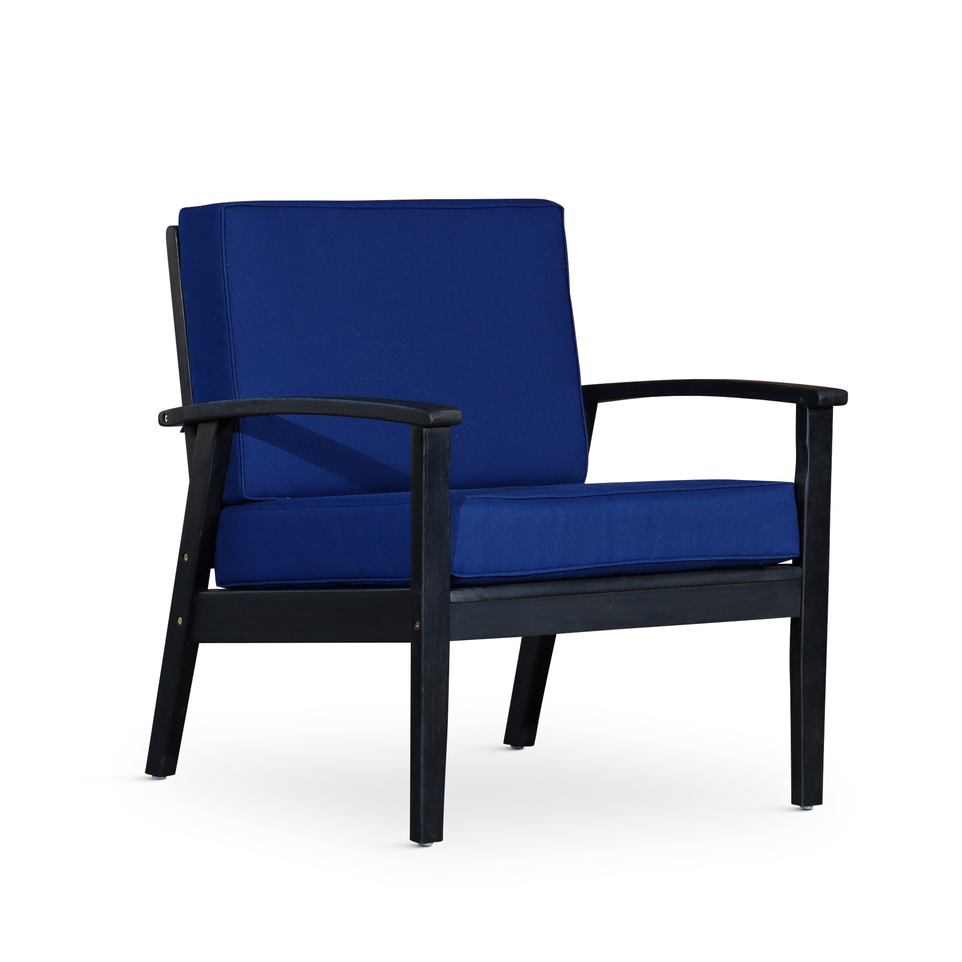 Deep Seat Eucalyptus Chair, Espresso Finish, Navy Cushions Espresso Eucalyptus