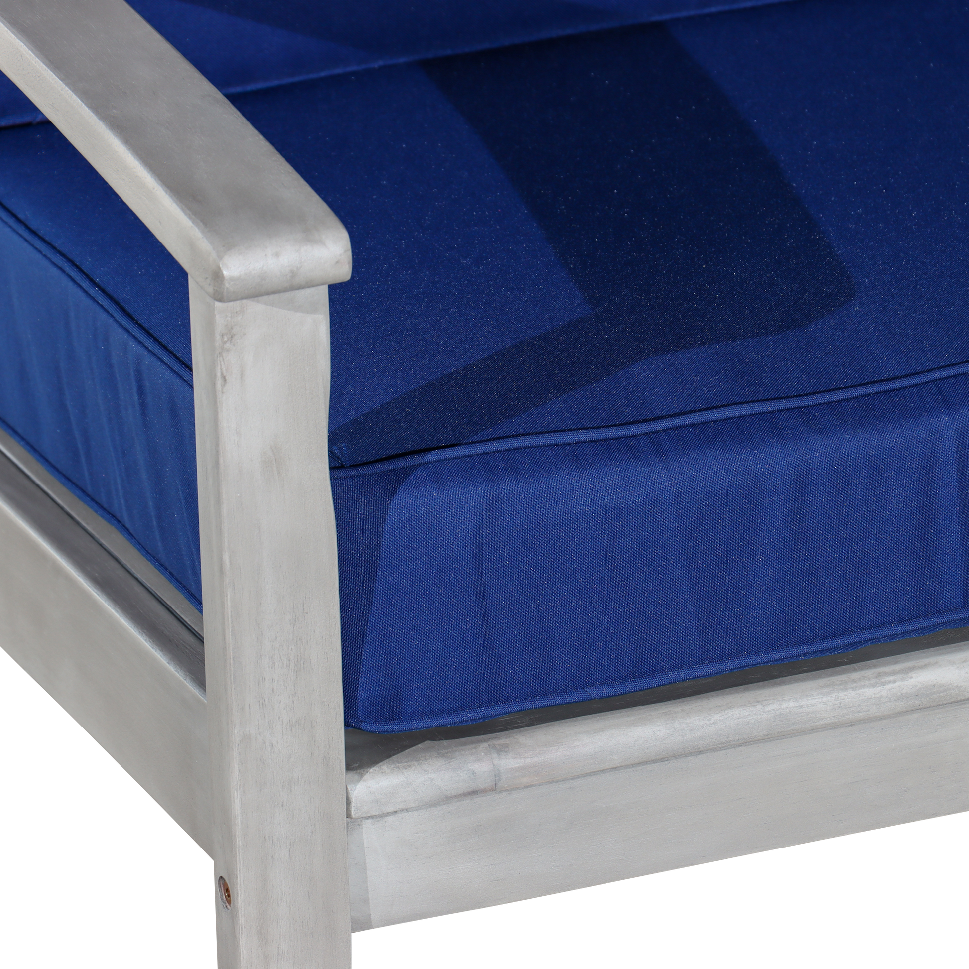 Deep Seat Eucalyptus Chair, Silver Gray Finish, Navy Cushions Silver Grey Eucalyptus