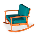 Eucalyptus Rocking Chair With Cushions, Natural Oil Finish, Dark Green Cushions Natural Eucalyptus