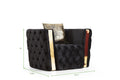 Button Tufted 3 Pc Sofa Set With Velvet Fabric And Gold Accent In Black Black Velvet 6 Seat
