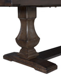 Traditional Style Wooden Dining Table 1Pc W Separate Extension Leaf Double Pedestal Base Wire Brushed Rustic Brown Finish Brown Mix Dining Room Traditional Wood