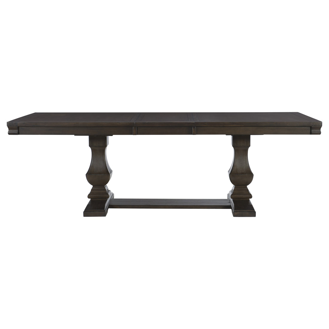 Traditional Style Wooden Dining Table 1Pc W Separate Extension Leaf Double Pedestal Base Wire Brushed Rustic Brown Finish Brown Mix Dining Room Traditional Wood