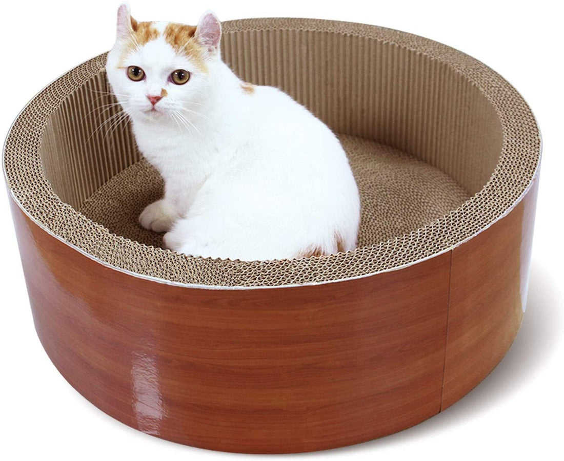 Scratchme Cat Scratcher Post & Board, Cat Scratching Pad, Durable Scratcher Prevents Furniture Damage, Black Marble Brown Solid Wood