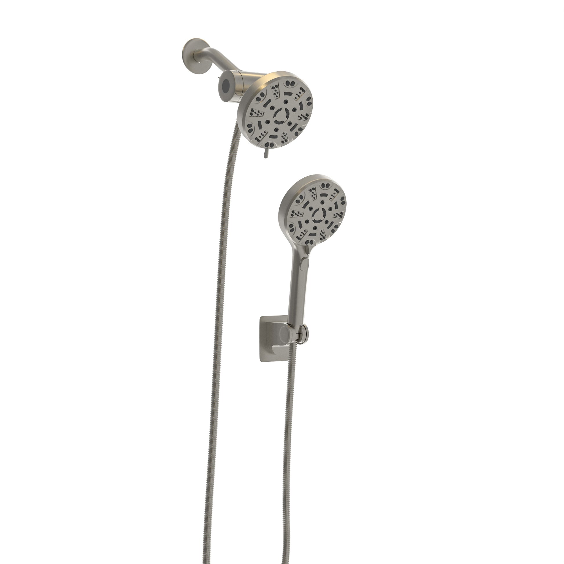 Multi Function Dual Shower Head Shower System With 4.7" Rain Showerhead, 8 Function Hand Shower, Brushed Nickel Brushed Nickel Plastic
