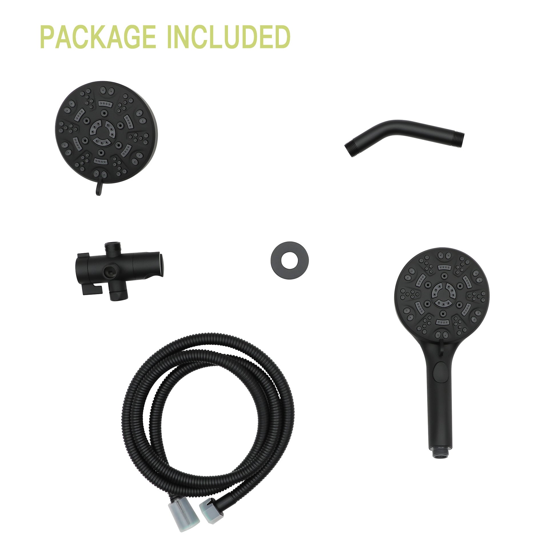 Multi Function Dual Shower Head Shower System With 4.7" Rain Showerhead, 8 Function Hand Shower, Matte Black Matte Black Plastic