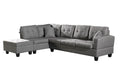 Fabric Left Chaise Living Room Sofa Set With Storage Ottoman Brown Wood Primary Living Space Medium Duty Eucalyptus 6 Seat Grey Polyester Medium Soft Pillow Back American Design,American Traditional Square Arms Foam Fabric