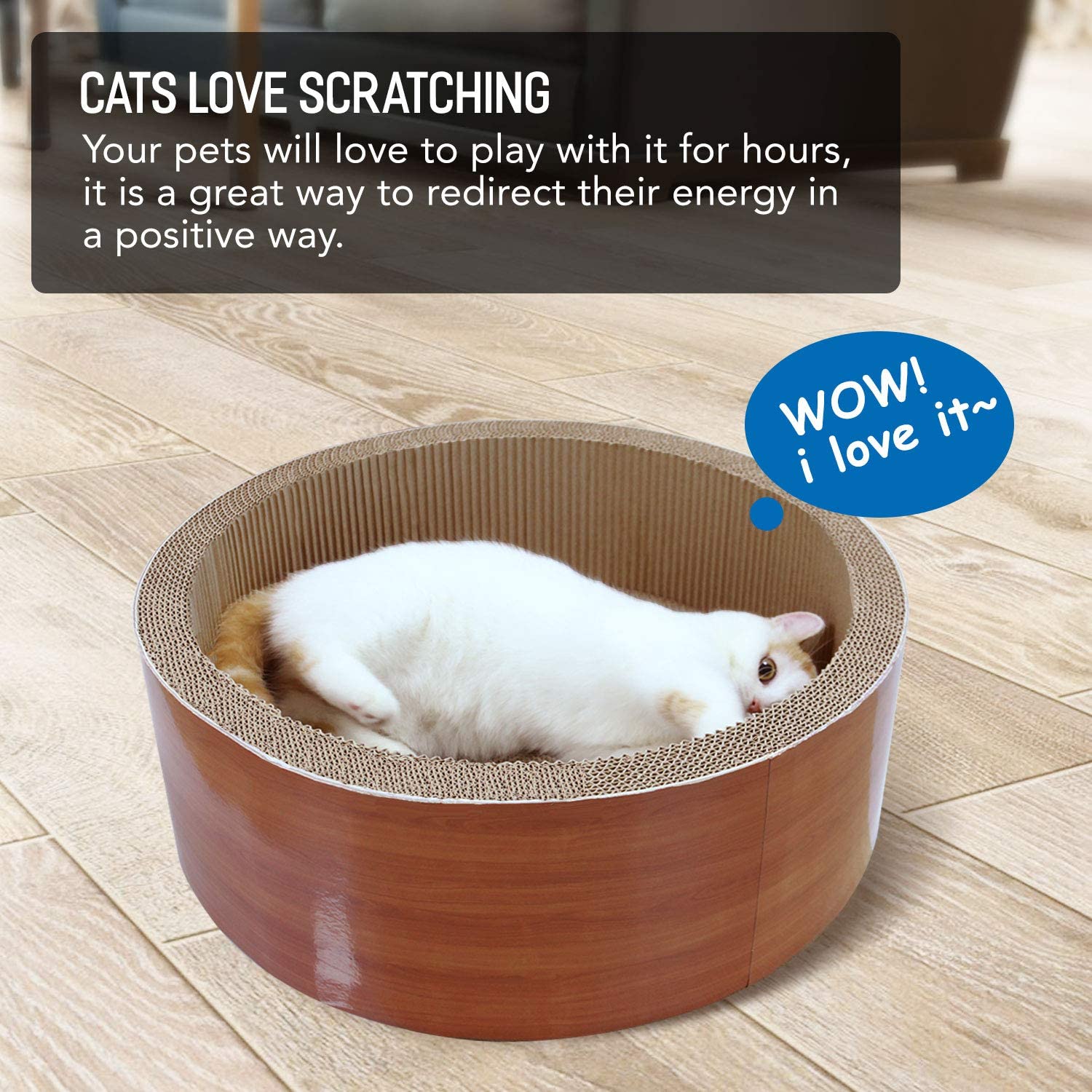 Scratchme Cat Scratcher Post & Board, Cat Scratching Pad, Durable Scratcher Prevents Furniture Damage, Black Marble Brown Solid Wood