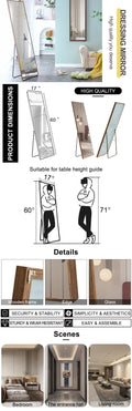 Brown Solid Wood Frame Full Length Mirror, Dressing Mirror, Bedroom Home Porch, Decorative Mirror, Clothing Store, Floor Mounted Large Mirror, Wall Mounted.60