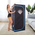 Portable Full Size Black Infrared Sauna Tent Personal Home Spa, With Infrared Panels, Heating Foot Pad,Controller, Foldable Chair ,Reading Light.Easy To Install.Fast Heating, With Fcc Certification. Black Polyester