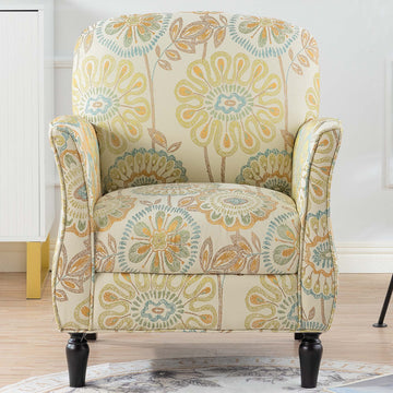 Accent Chairs For Living Room Beige Yellow Fabric