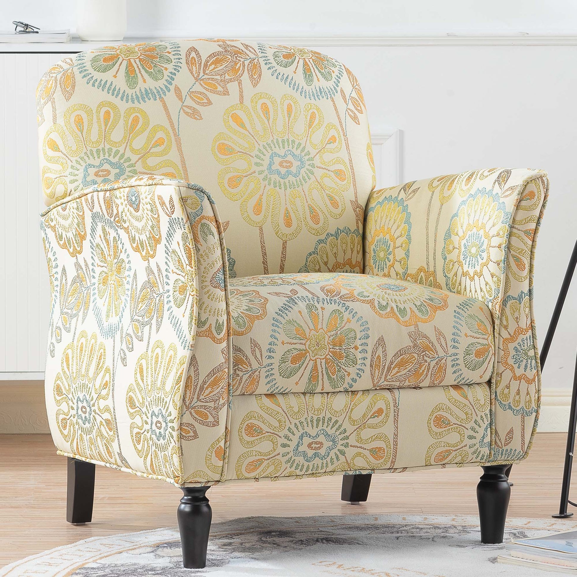 Accent Chairs For Living Room Beige Yellow Fabric