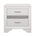 Glamorous Bedroom Furniture 1Pc Nightstand Of Drawers With Hidden Felt Lined Jewelry Drawer White Finish And Silver Glitter White 3 Drawers Bedroom Glam,Modern Wood