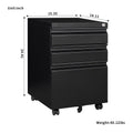 3 Drawer File Cabinet With Lock, Steel Mobile Filing Cabinet On Anti Tilt Wheels, Rolling Locking Office Cabinets Under Desk For Legal Letter Size Black Metal