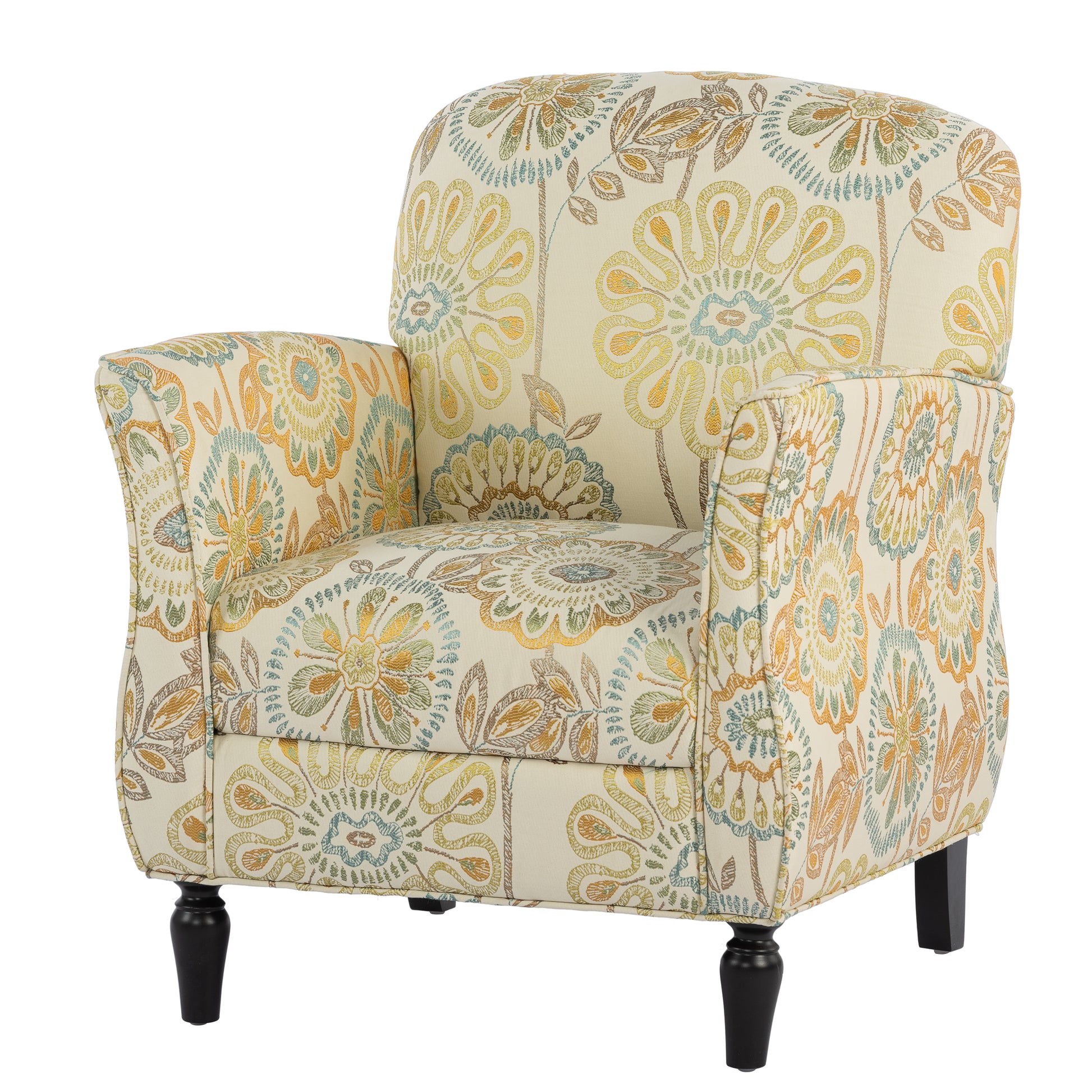 Accent Chairs For Living Room Beige Yellow Fabric