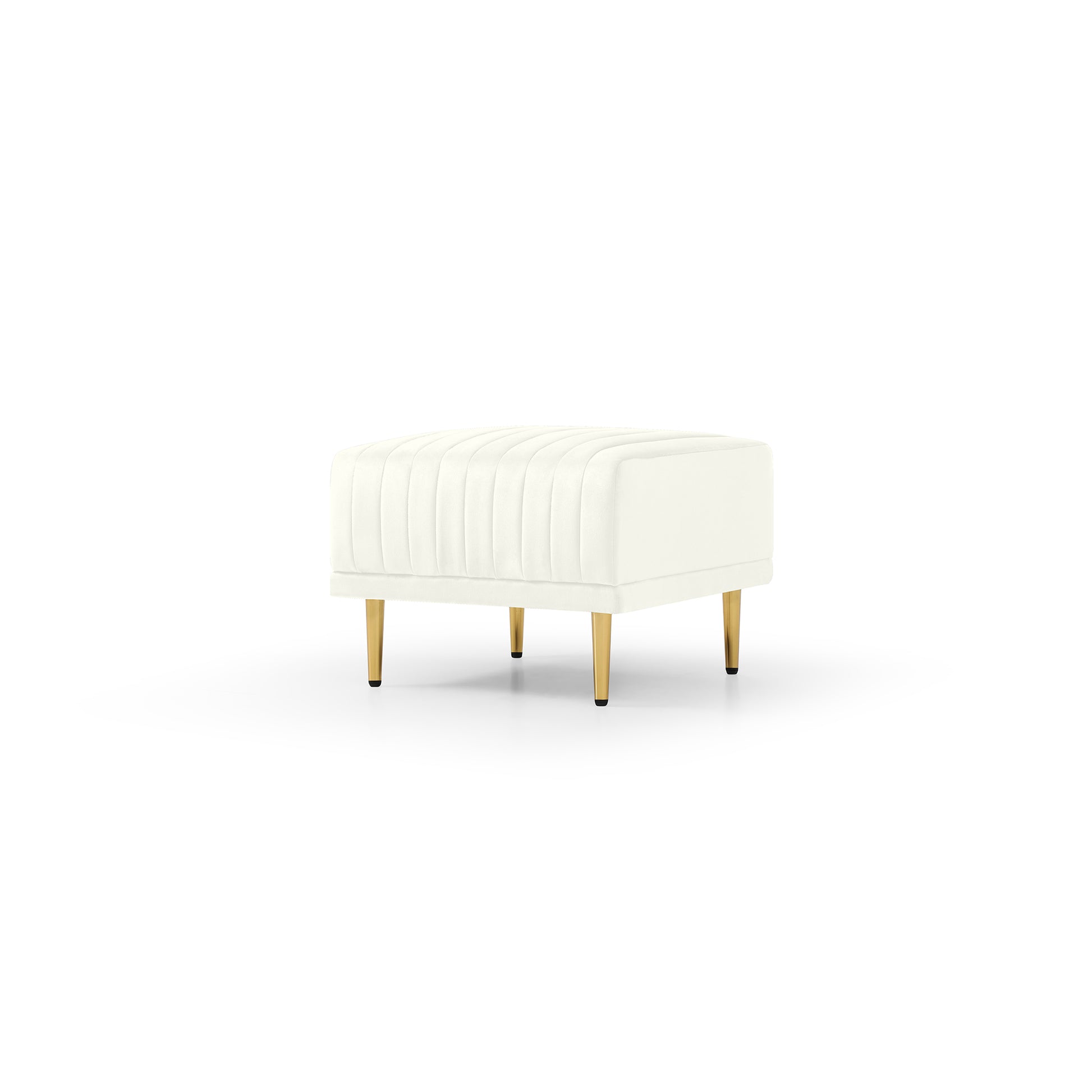 Contemporary Velvet Upholstered Accent Chair And Ottoman Set With Deep Channel Tufting,Cream Cream Foam Velvet