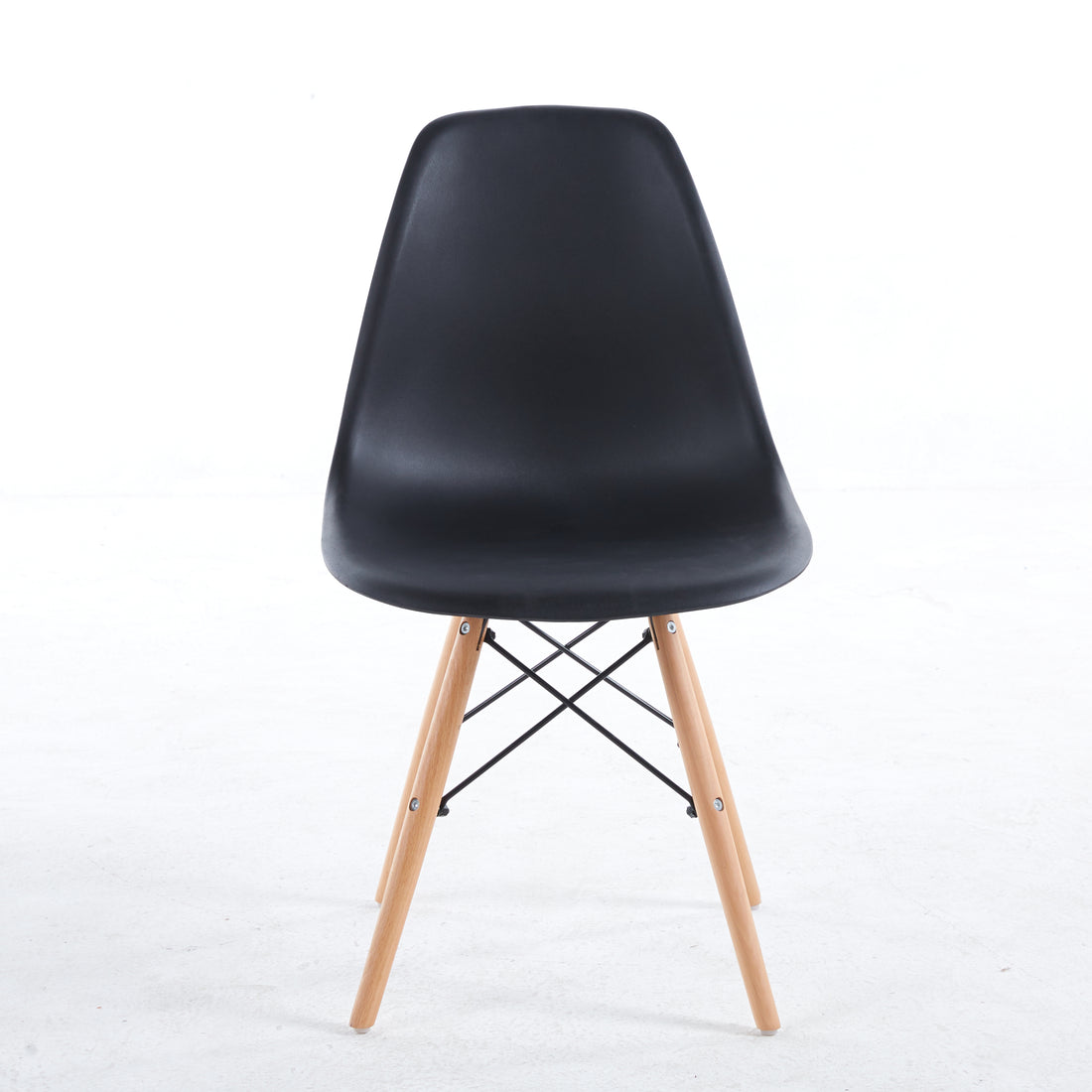 Black Chair,Set Of 4,Kd Leg,Plastic Seat Matt Black Plastic