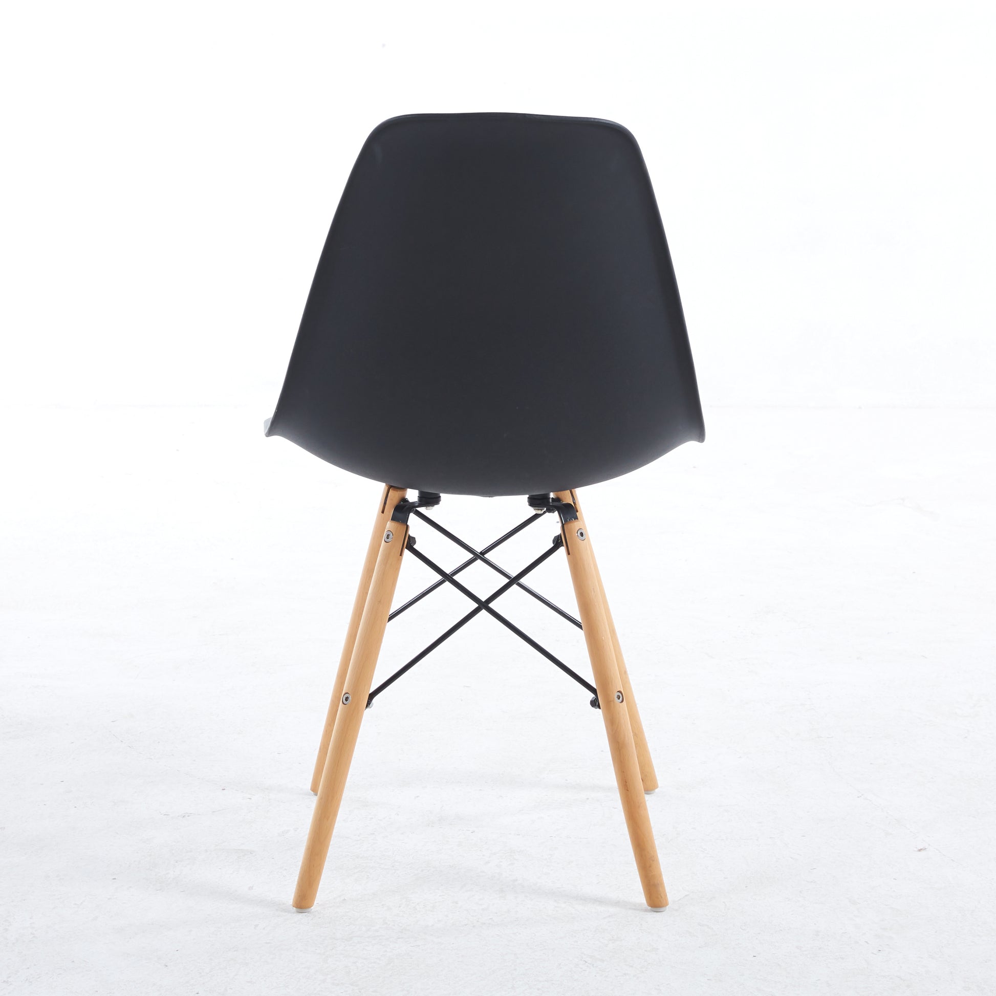 Black Chair,Set Of 4,Kd Leg,Plastic Seat Matt Black Plastic