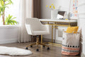 Modern Velvet Fabric Material Adjustable Height 360 Revolving Home Office Chair With Gold Metal Legs And Universal Wheels For Indoor,Ivory Ivory Foam Velvet