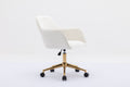 Modern Velvet Fabric Material Adjustable Height 360 Revolving Home Office Chair With Gold Metal Legs And Universal Wheels For Indoor,Ivory Ivory Foam Velvet