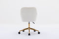 Modern Velvet Fabric Material Adjustable Height 360 Revolving Home Office Chair With Gold Metal Legs And Universal Wheels For Indoor,Ivory Ivory Foam Velvet