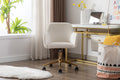 Modern Velvet Fabric Material Adjustable Height 360 Revolving Home Office Chair With Gold Metal Legs And Universal Wheels For Indoor,Ivory Ivory Foam Velvet