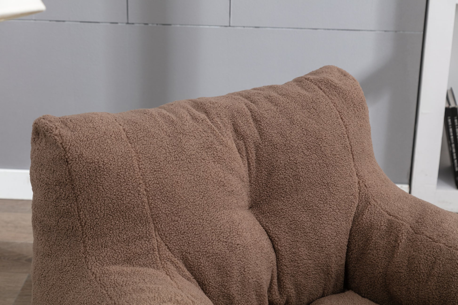 010 Soft Teddy Fabric Tufted Foam Bean Bag Chair With Teddy Fabric Coffee Coffee Soft Modern Foam Teddy