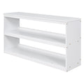 Low Study Full Loft Bed With Cabinet ,Shelves And Rolling Portable Desk ,Multiple Functions Bed White White Solid Wood