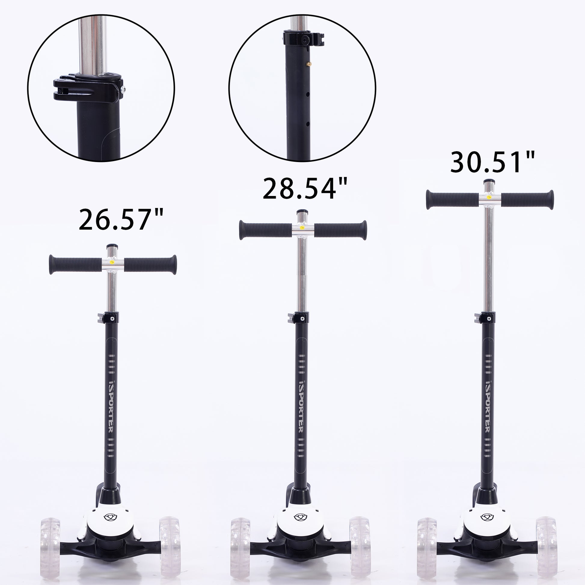 3 Wheel Scooter For Kids Ages 3 5Years Old,Boys And Girls Scooter With Light Up Wheels, Foldable & Adjustable, Anti Slip Deck White Polypropylene