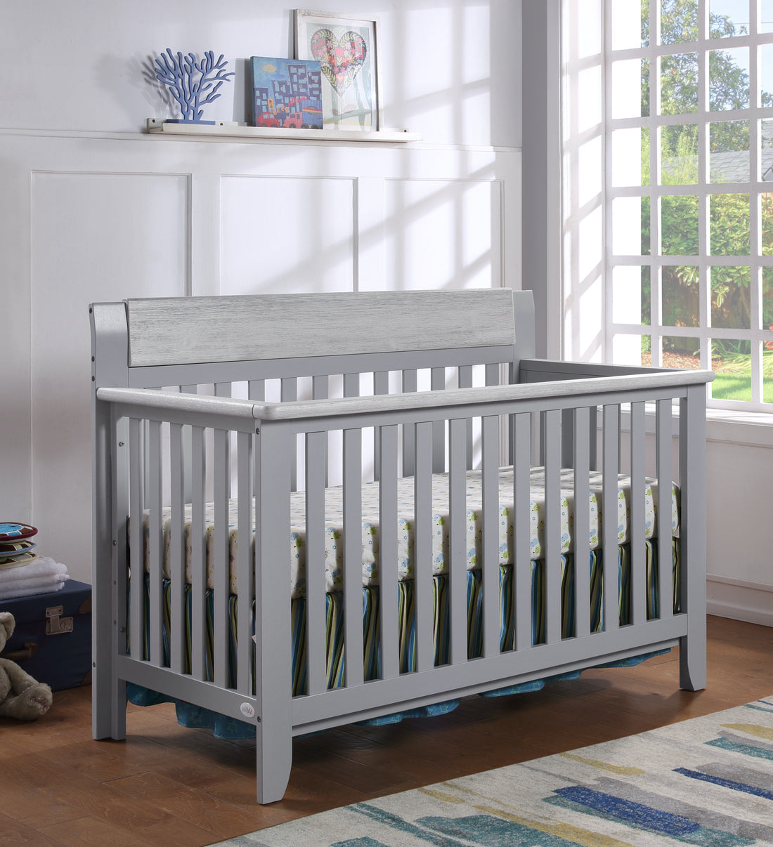 Hayes 4 In 1 Convertible Crib Gray Weathered Granite Gray Solid Wood