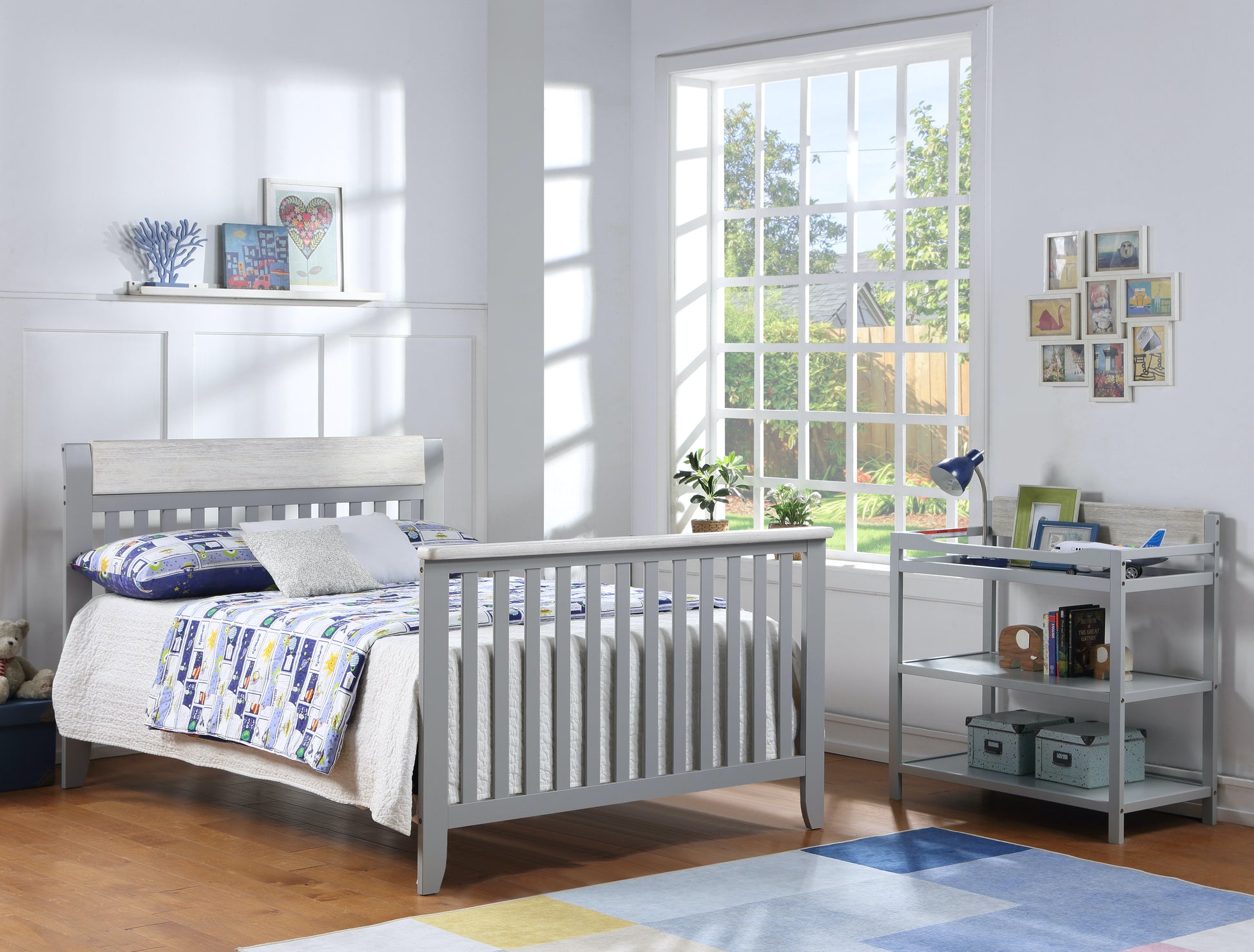 Hayes 4 In 1 Convertible Crib Gray Weathered Granite Gray Solid Wood