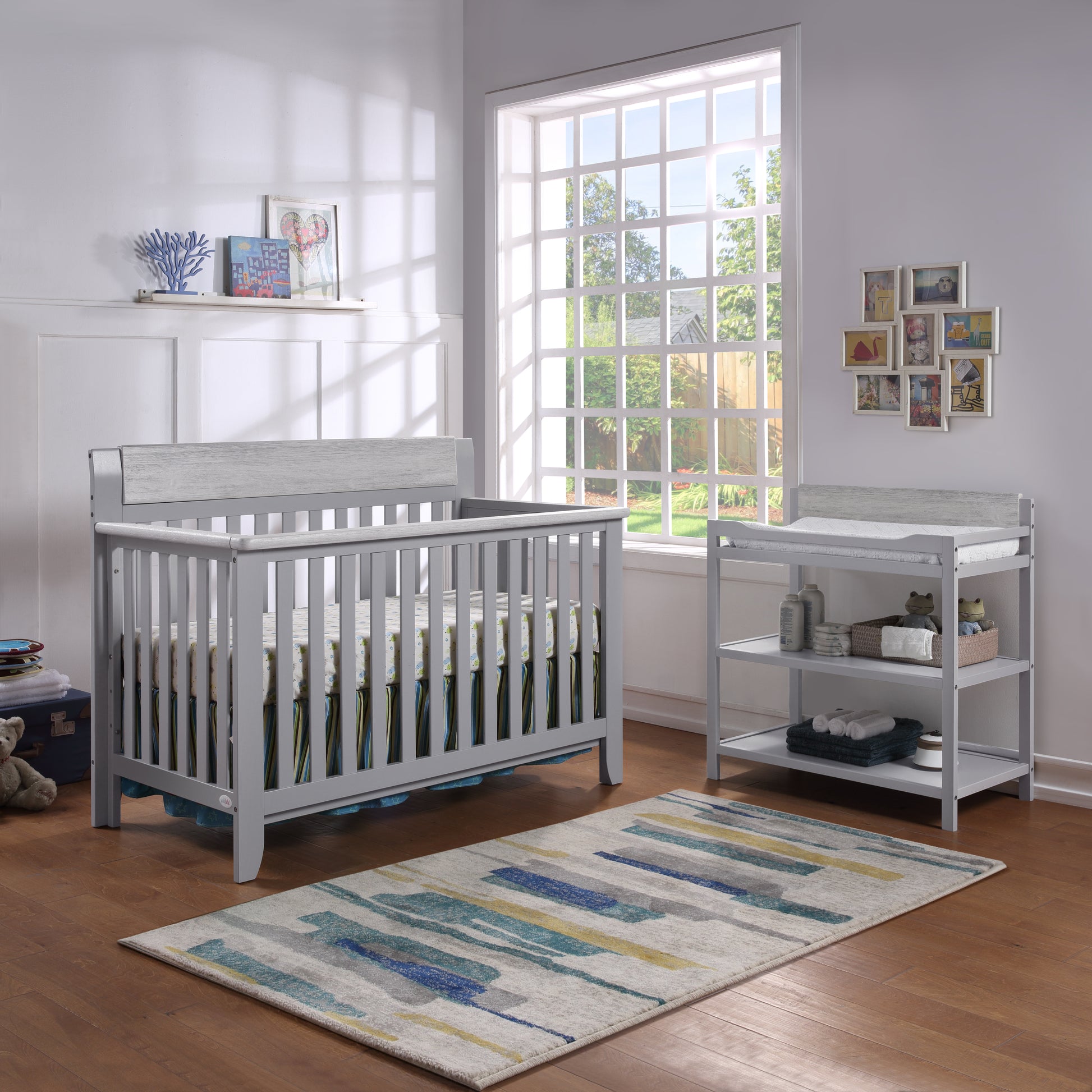 Hayes 4 In 1 Convertible Crib Gray Weathered Granite Gray Solid Wood