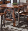 Rustic Brown And Gunmetal Finish 5Pc Dining Set Counter Height Table And 4X Counter Height Chairs Industrial Design Wooden Dining Furniture Multicolor Seats 4 Dining Room Industrial,Rustic