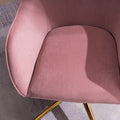 Modern Velvet Fabric Material Adjustable Height 360 Revolving Home Office Chair With Gold Metal Legs And Universal Wheels For Indoor,Pink Pink Foam Velvet