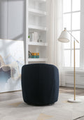 Teddy Fabric Swivel Accent Armchair Barrel Chair With Black Powder Coating Metal Ring,Dark Blue Dark Blue Foam Upholstered