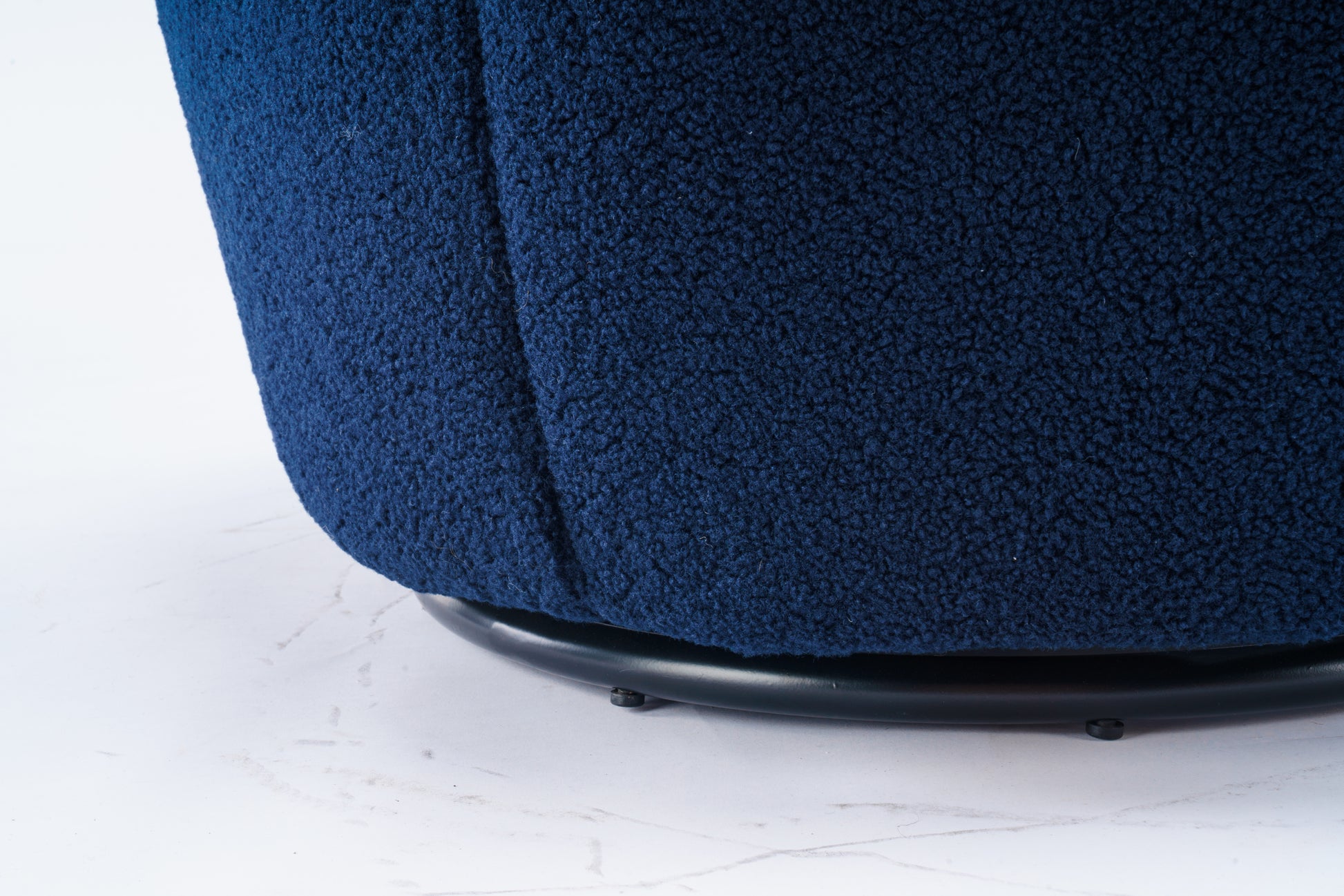 Teddy Fabric Swivel Accent Armchair Barrel Chair With Black Powder Coating Metal Ring,Dark Blue Dark Blue Foam Upholstered