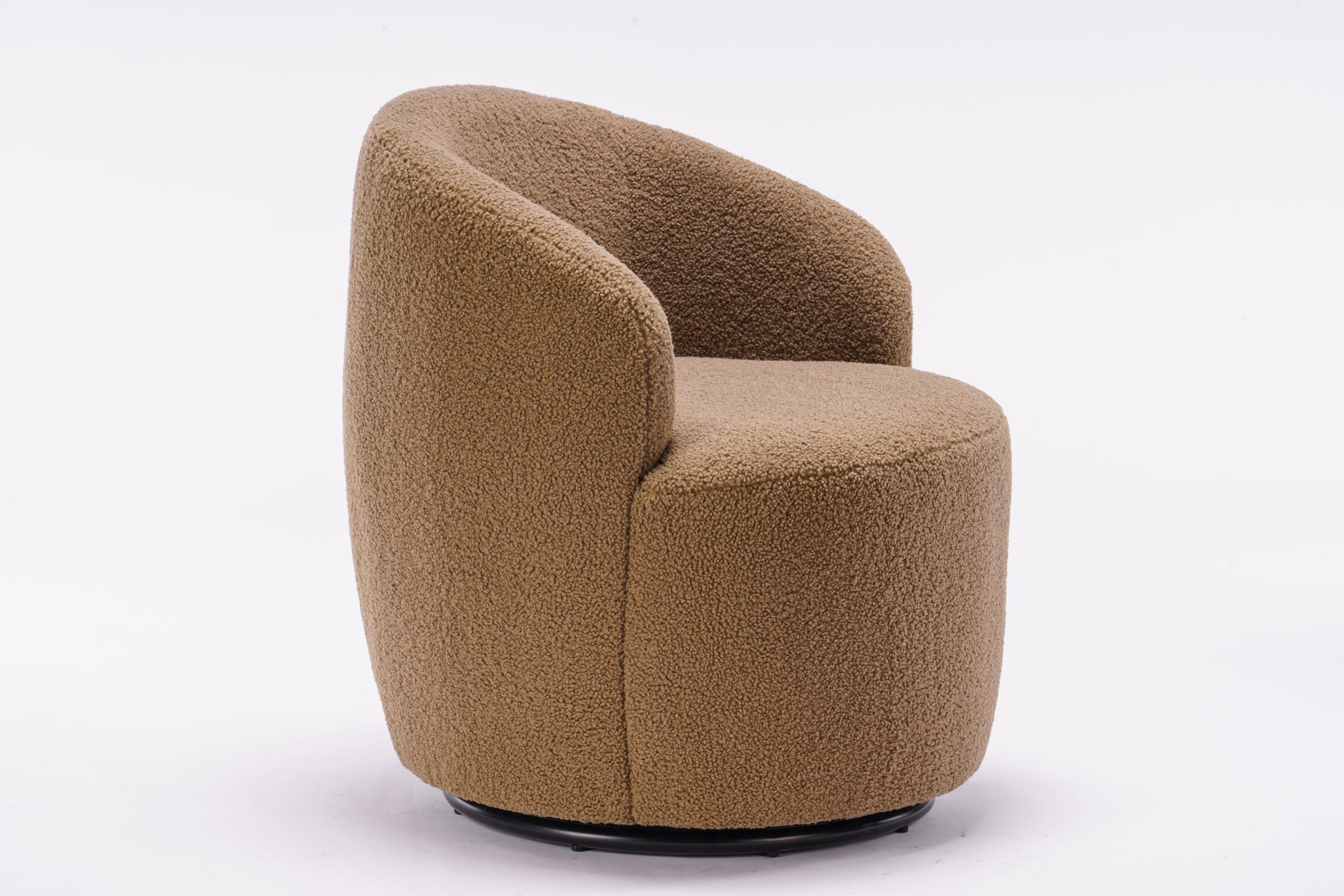 Teddy Fabric Swivel Accent Armchair Barrel Chair With Black Powder Coating Metal Ring,Coffee Brown Coffee Foam Upholstered