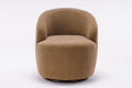Teddy Fabric Swivel Accent Armchair Barrel Chair With Black Powder Coating Metal Ring,Coffee Brown Coffee Foam Upholstered