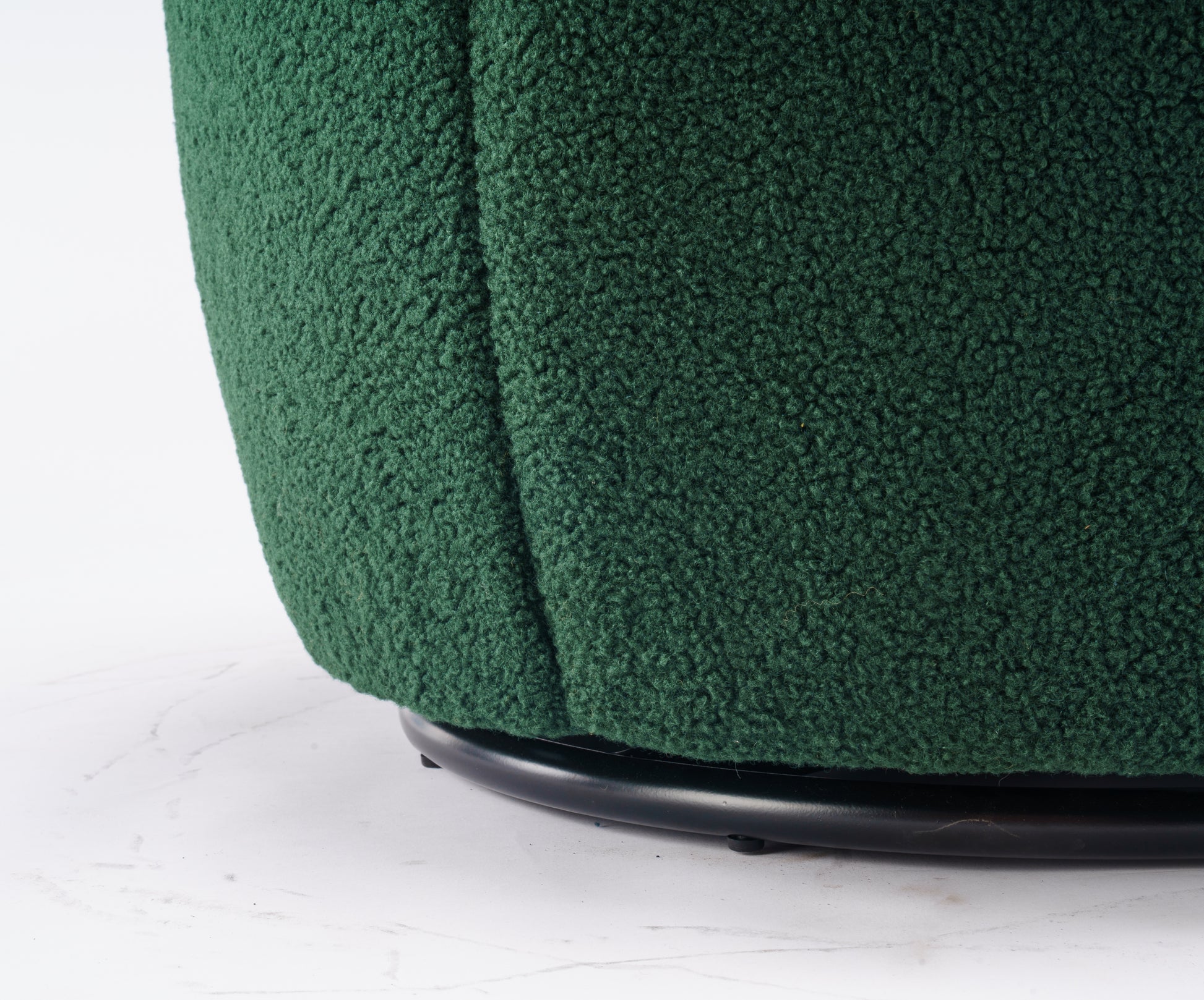 Teddy Fabric Swivel Accent Armchair Barrel Chair With Black Powder Coating Metal Ring,Dark Green Green Foam Upholstered