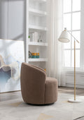 Teddy Fabric Swivel Accent Armchair Barrel Chair With Black Powder Coating Metal Ring,Coffee Brown Coffee Foam Upholstered