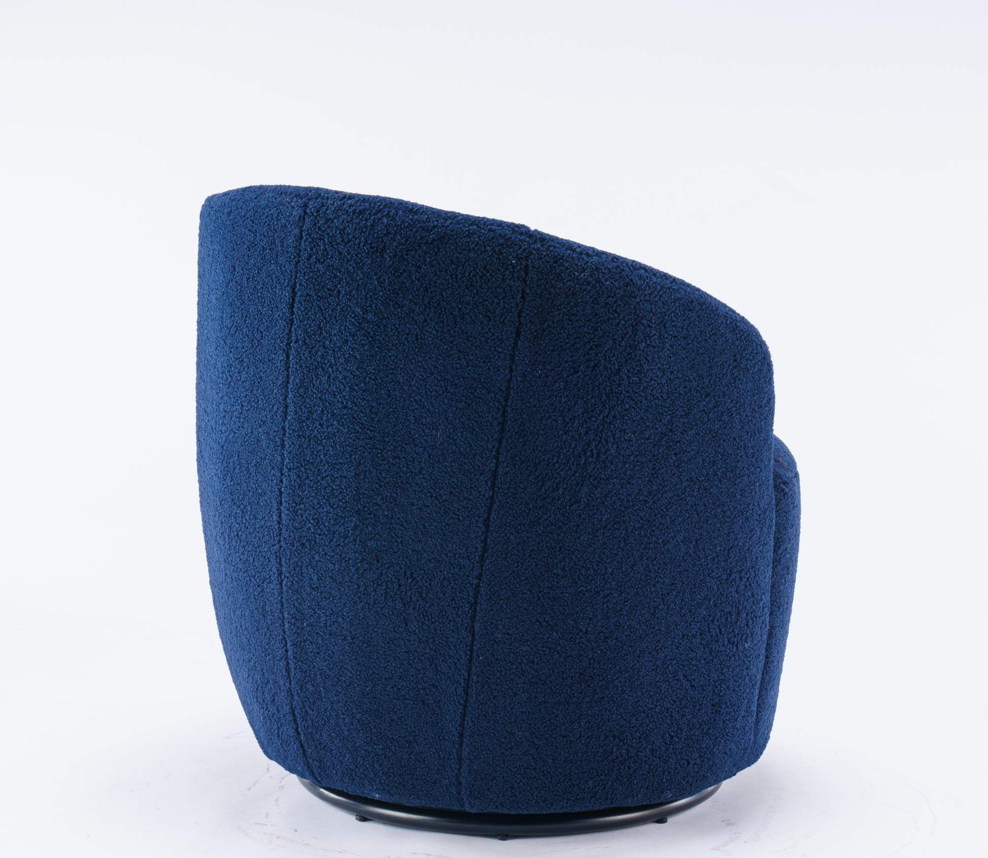 Teddy Fabric Swivel Accent Armchair Barrel Chair With Black Powder Coating Metal Ring,Dark Blue Dark Blue Foam Upholstered