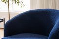 Teddy Fabric Swivel Accent Armchair Barrel Chair With Black Powder Coating Metal Ring,Dark Blue Dark Blue Foam Upholstered