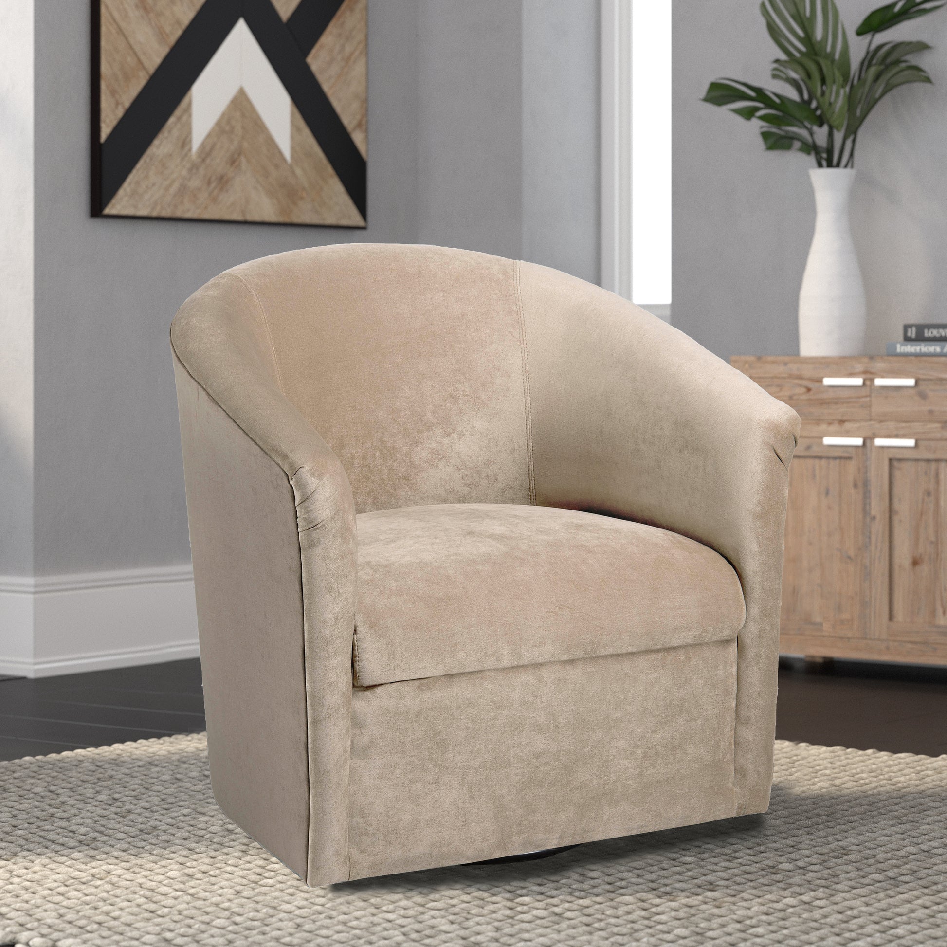 Eden Sand Swivel Chair Beige Foam Polyester