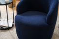 Teddy Fabric Swivel Accent Armchair Barrel Chair With Black Powder Coating Metal Ring,Dark Blue Dark Blue Foam Upholstered