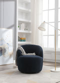 Teddy Fabric Swivel Accent Armchair Barrel Chair With Black Powder Coating Metal Ring,Dark Blue Dark Blue Foam Upholstered
