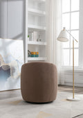 Teddy Fabric Swivel Accent Armchair Barrel Chair With Black Powder Coating Metal Ring,Coffee Brown Coffee Foam Upholstered