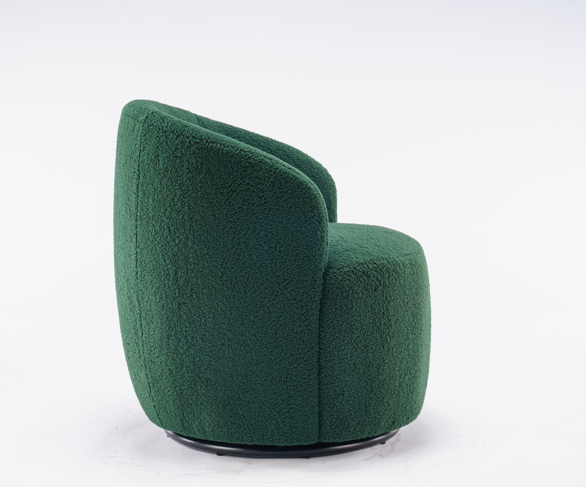 Teddy Fabric Swivel Accent Armchair Barrel Chair With Black Powder Coating Metal Ring,Dark Green Green Foam Upholstered