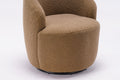 Teddy Fabric Swivel Accent Armchair Barrel Chair With Black Powder Coating Metal Ring,Coffee Brown Coffee Foam Upholstered