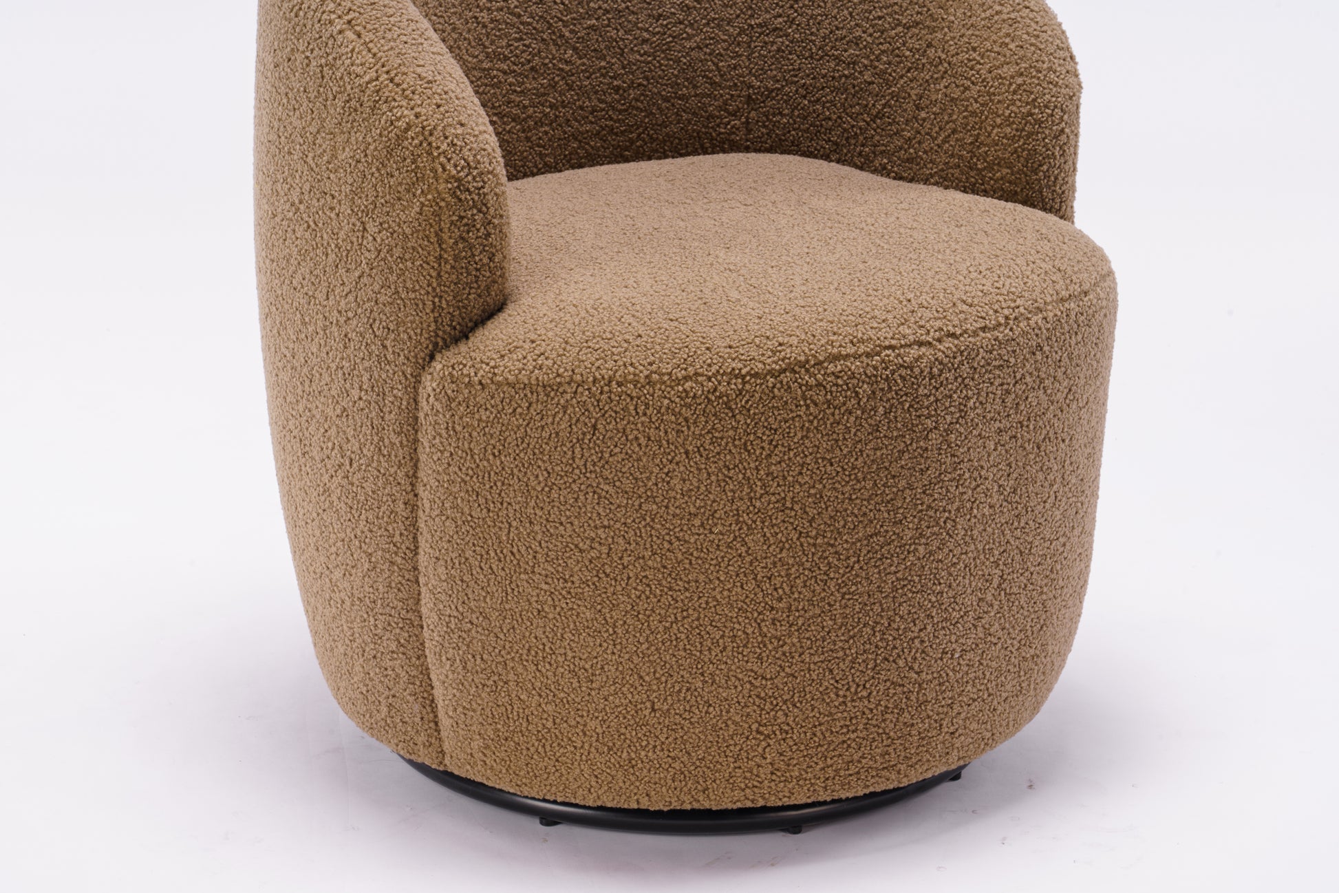 Teddy Fabric Swivel Accent Armchair Barrel Chair With Black Powder Coating Metal Ring,Coffee Brown Coffee Foam Upholstered