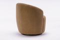 Teddy Fabric Swivel Accent Armchair Barrel Chair With Black Powder Coating Metal Ring,Coffee Brown Coffee Foam Upholstered