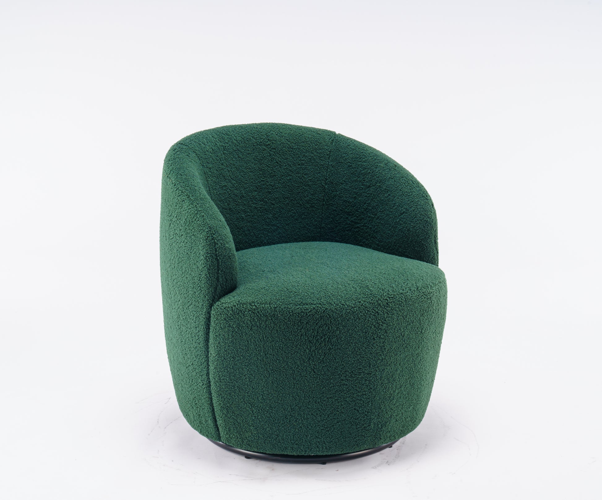 Teddy Fabric Swivel Accent Armchair Barrel Chair With Black Powder Coating Metal Ring,Dark Green Green Foam Upholstered